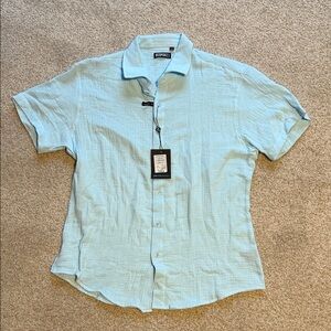 Men's Turquoise Gauze Button Down Shirt